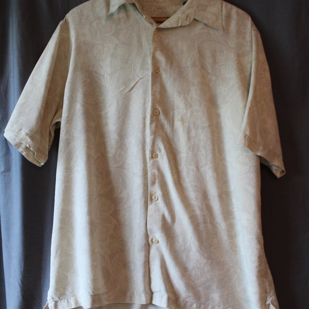 Alfani Paisley Print Silk Button Down Sz Lg